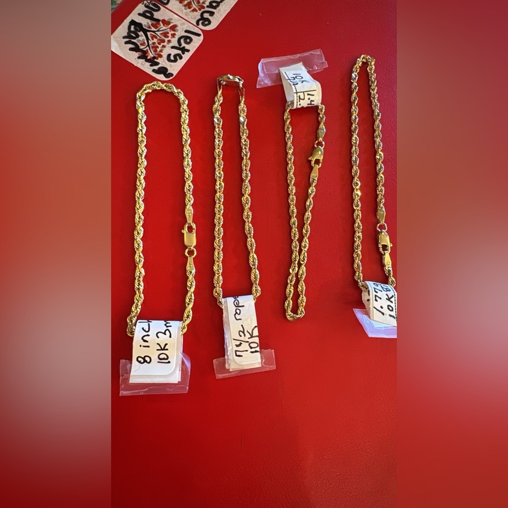 10k Gold Rope Chain Necklace and bracelets starting at 150$ each real gold
